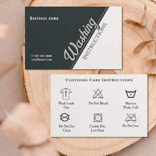 Clothing Care Washing Instructions Black White Business Card