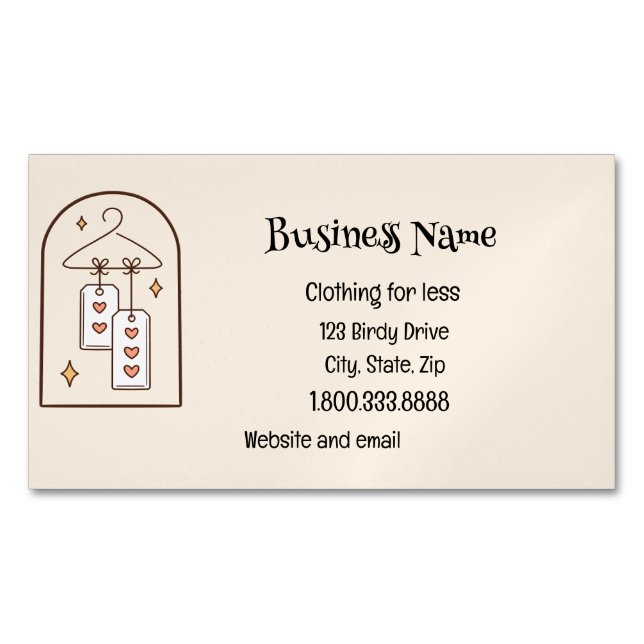 Clothing Consignment Second-hand Thrift Store  Business Card Magnet (Front)