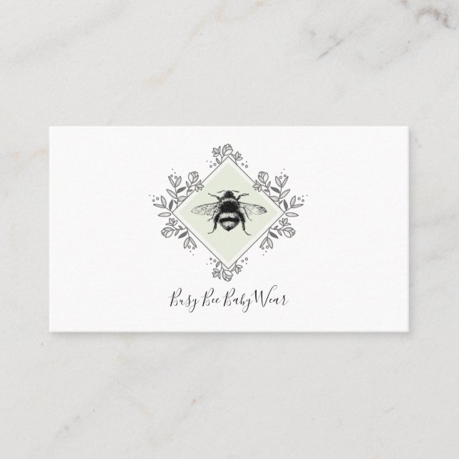 Clothing Designer Elegant Bee Floral Border Business Card (Front)