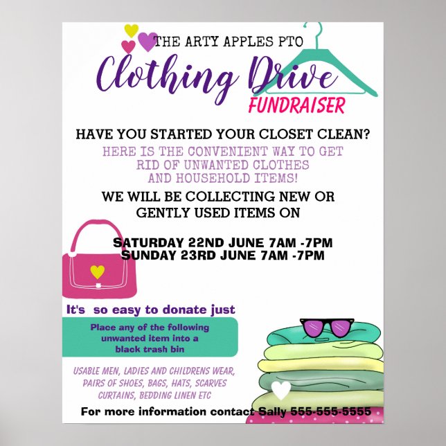clothing drive PTA school fundraising poster PTO (Front)