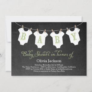 Clothing Garland Baby Shower Invitation - Sage