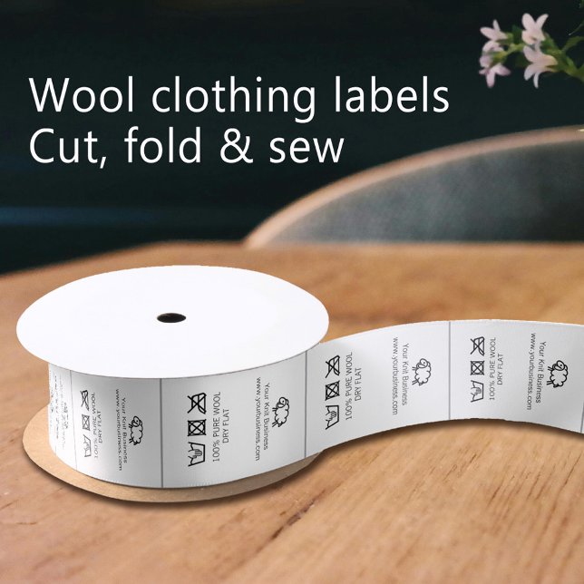 Clothing garment labels Care logo sheep wool white Satin Ribbon (Creator Uploaded)