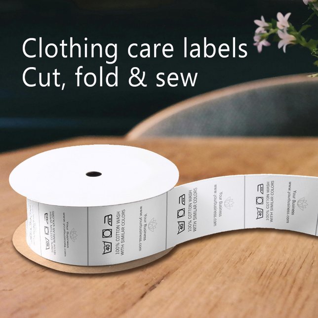 Clothing garment labels Care logos cotton white Satin Ribbon (Creator Uploaded)