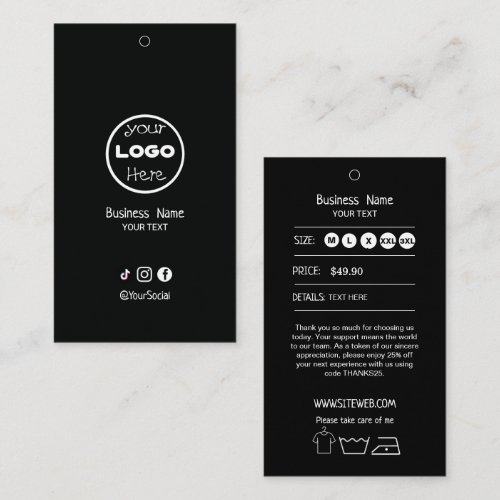 Clothing Hang Tag with Price &amp; Logo | Double-Sided