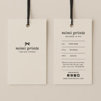 Clothing Hang Tag with Price, Size, Style & Social