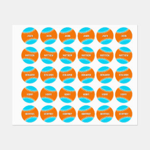 clothing labels for 1 to 5 baseball players