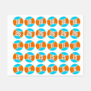 clothing labels for 1 to 5 baseball players