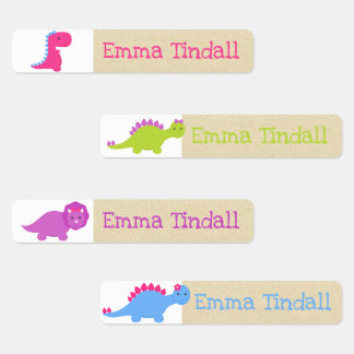 Clothing Labels for Kids - Girl Dinosaurs