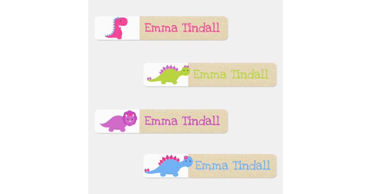 Clothing Labels for Kids - Girl Dinosaurs
