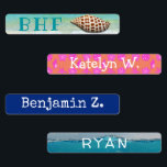 Clothing Labels Ocean Personalized Boys Girls<br><div class="desc">Clothing labels in four styles for boys and girls to personalize with name or initials. The labels shown are iron on, or choose another type. Each set of labels has a different design and work for anyone. The first set has a junonia seashell and place for teal blue initials. The...</div>