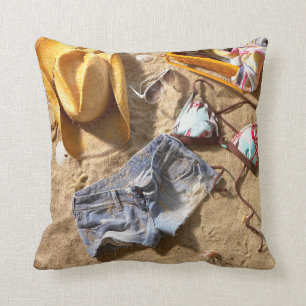 Clothing Left Behind On Beach Throw Pillow