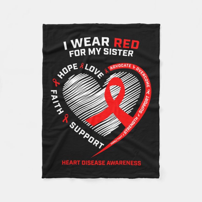 Clothing Men Women Sister Red Heart Disease Awaren Fleece Blanket (Front)