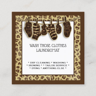 Clothing on line safari print laundry service square business card