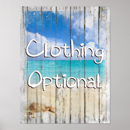 Clothing Optional Coastal Beach sign art prints