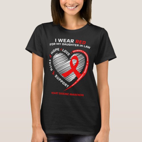 Clothing Red Daughter In Law Heart Disease Awarene T_Shirt