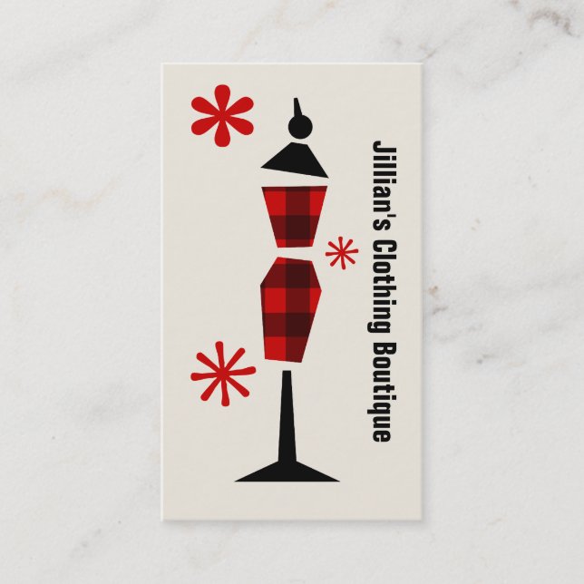 Clothing Store Boutique - Red & Black Plaid Business Card (Front)
