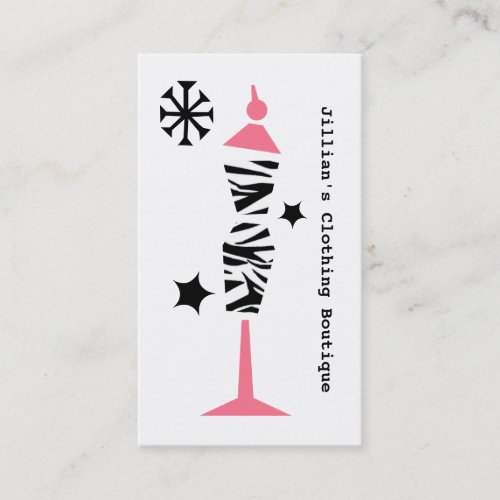 Clothing Store Boutique - Zebra &amp; Pink Dress Form Business Card
