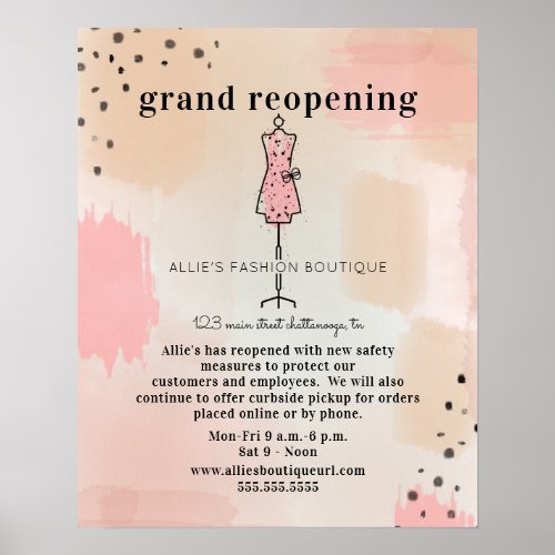 Clothing Store Reopening Abstract Blush Poster