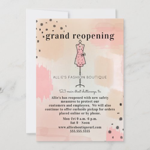 Clothing Store Reopening Abstract Pink Invitation