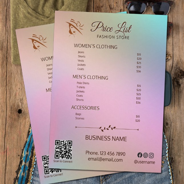 Clothing Store Service Price List Bohemian Scan Me Flyer (Clothing Store Service Price List Bohemian Scan Me Flyer)
