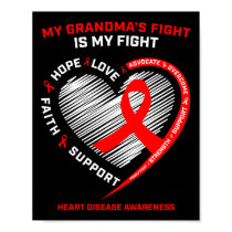 Clothing Support Grandma Red Heart Disease Awarene Poster