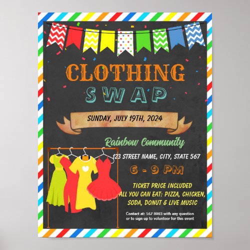 Clothing swap school event template poster