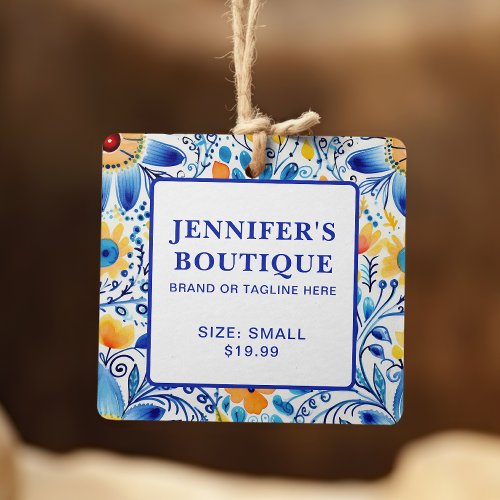 Clothing Tags Small Business Blue Yellow Floral