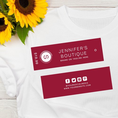 Clothing Tags Small Business Burgundy Price Tags