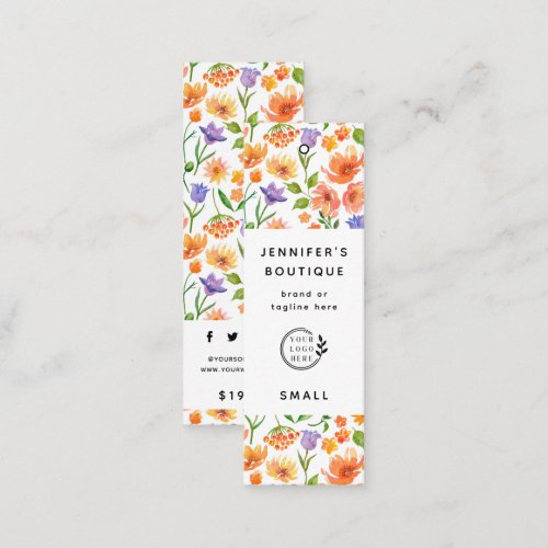 Clothing Tags Small Business Floral Price Tag