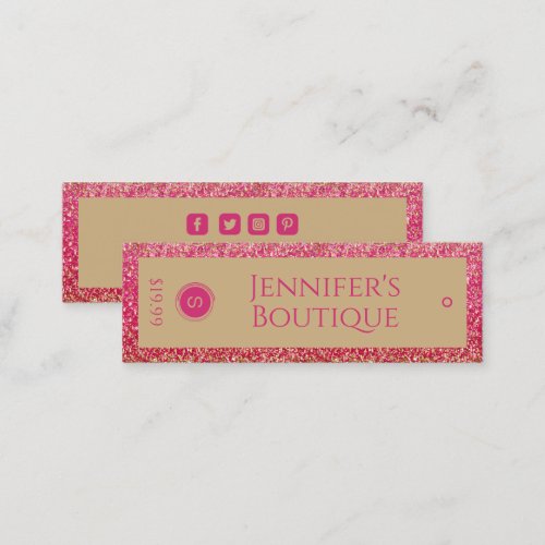 Clothing Tags Small Business Pink Gold Glitter