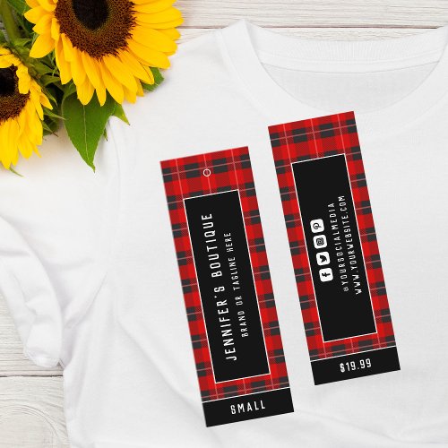 Clothing Tags Small Business Red Tartan Price Tag