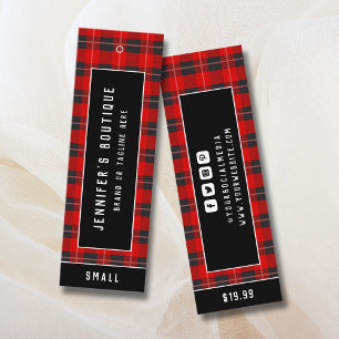 Clothing Tags Small Business Red Tartan Price Tag