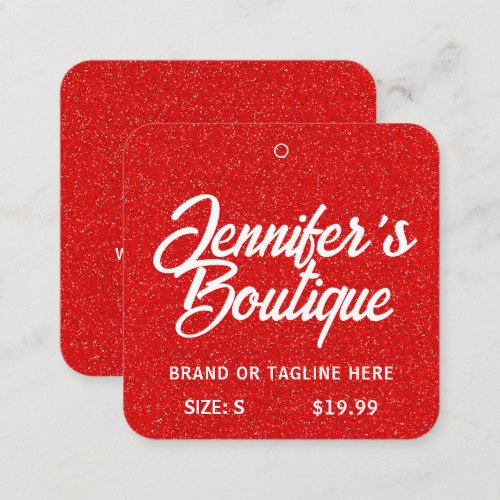 Clothing Tags Small Business Red White Glitter