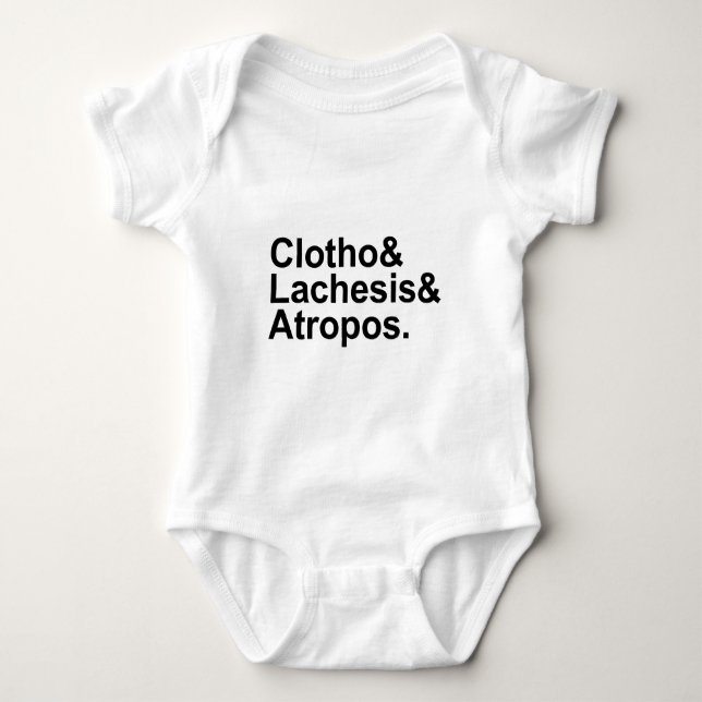 Clotho Lachesis Atropos | 3 Fates of Greek Myth Baby Bodysuit (Front)