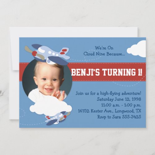 Cloud 9 - Airplane Themed Party Invitation