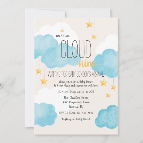 Cloud 9 Baby Shower Invitation