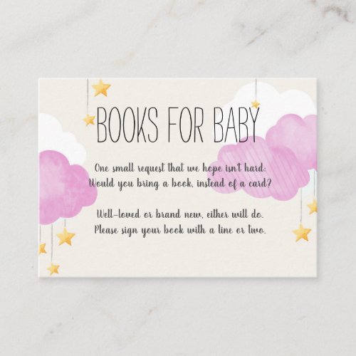 Cloud 9 Baby Shower Pink Book Request Business Card