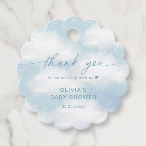 Cloud 9 Baby Shower Vibrant Blue Thank You Favor Tags