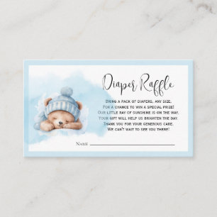 Cloud 9 Bear Baby Shower Diaper Raffle Card