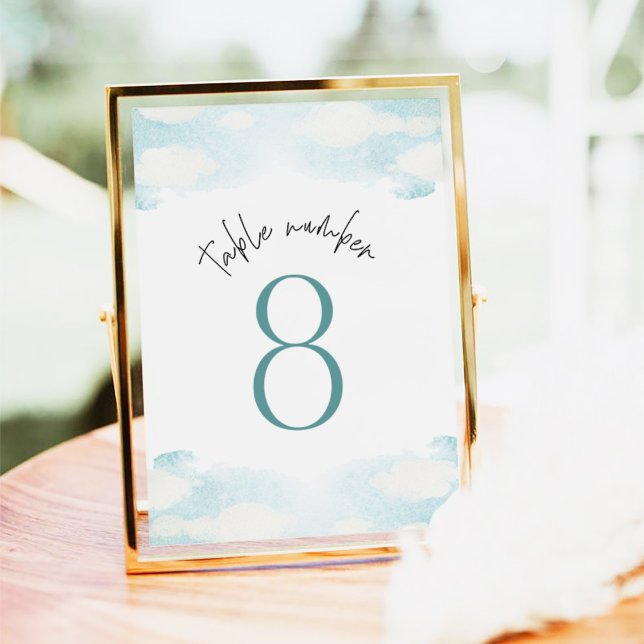 Cloud 9 Blue and White Bridal Shower 8 Table Number (Creator Uploaded)