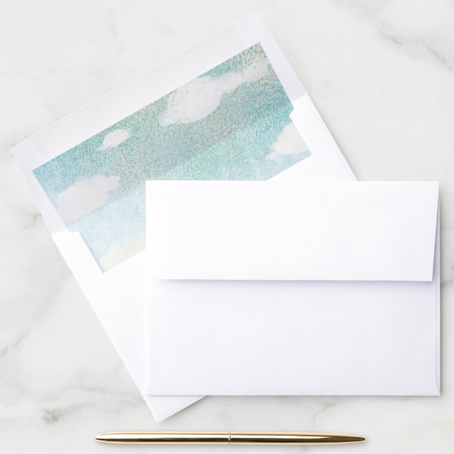 Cloud 9 Blue and White Bridal Shower 9 Envelope Liner (Desk)