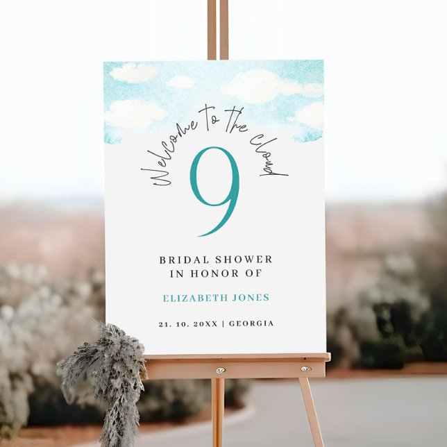 Cloud 9 Blue and White Bridal Shower Welcome Foam Board (Creator Uploaded)