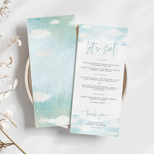 Cloud 9 Blue and White Dreamy Bridal Shower Menu