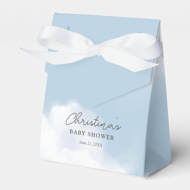 Cloud 9 Blue Baby Shower Favor Boxes (Front Side)
