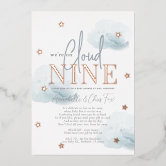 Dusty Blue Clouds Hello Baby Shower All In One Invitation