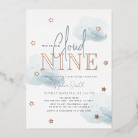 Cloud 9 Blue Clouds Watercolor Boy Baby Shower