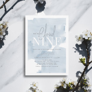 Cloud 9 Blue Sky Watercolor Boy Baby Shower Invitation