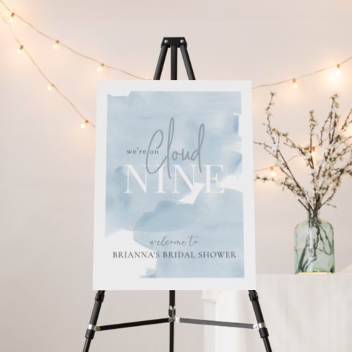 Cloud 9 Blue Sky Watercolor Bridal Shower Welcome Foam Board