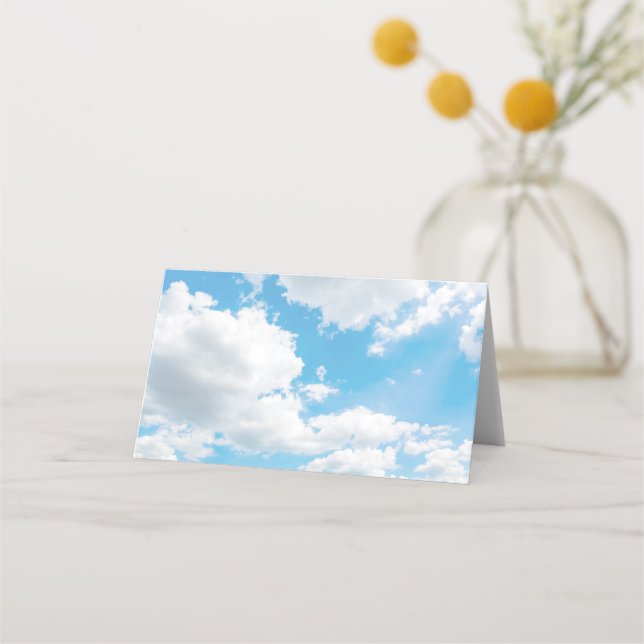 Cloud 9 Blue Wedding Place Card (Front)
