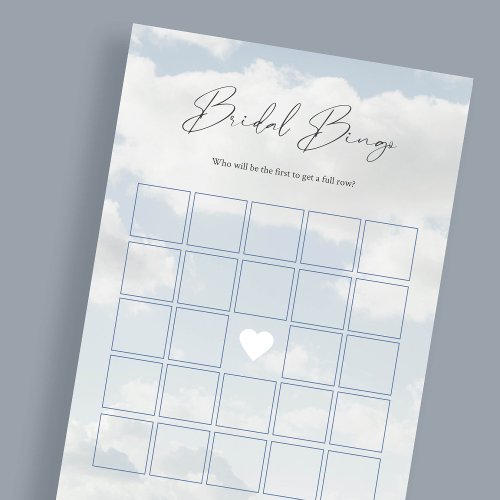 Cloud 9 Bridal Shower Bingo Game Cards